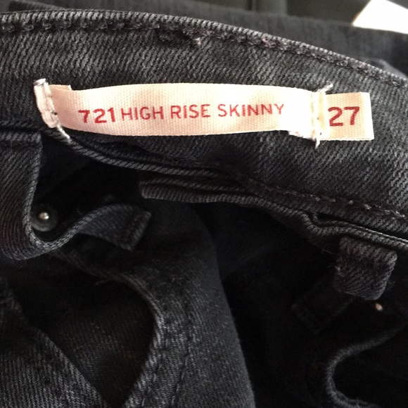 Levi’s Black 721 High Rise Skinny Jeans - Size 27 - Picture 4 of 6
